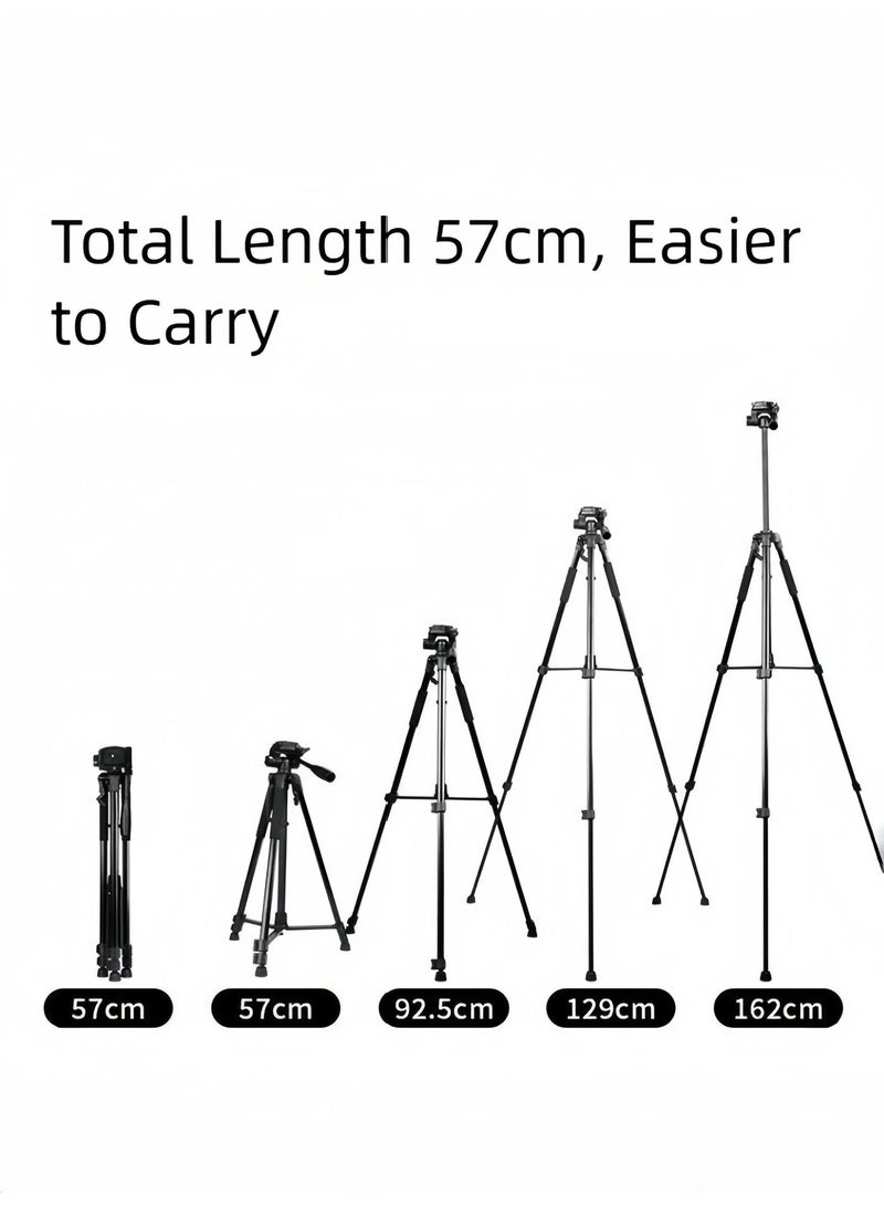 KELIO 64 Inch Aluminum Portable Camera Tripod with Travel Bag Phone Clip Remote 1/4 Inch Screw Compatible with Phone Camera Projector DSLR SLR Lightweight Travel Tripod Stand - Image 2